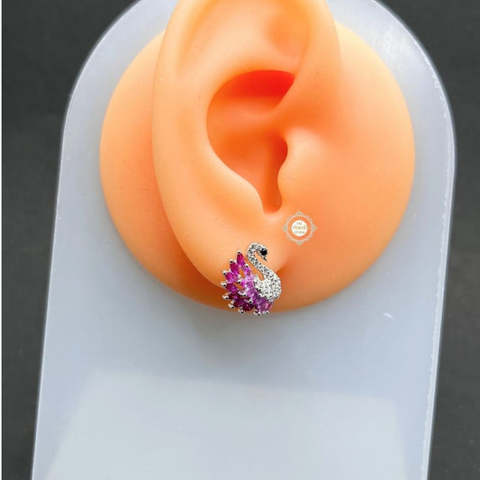 Sterling Silver Sparkling Swan Earring
