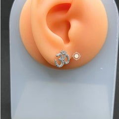 Sterling Silver Sparkling Om Earring