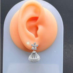 Sterling Silver Sparkling Flower Jhumki