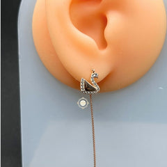 Sterling Silver Sparkling Swan Threader Earring