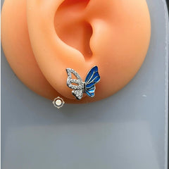 Sterling Silver Sparkling Butterfly Earring
