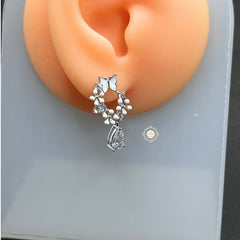 Sparkling Silver Pearl Petal Cascade Earring