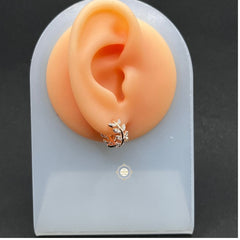 Sterling Silver Sparkling Leaf Earring