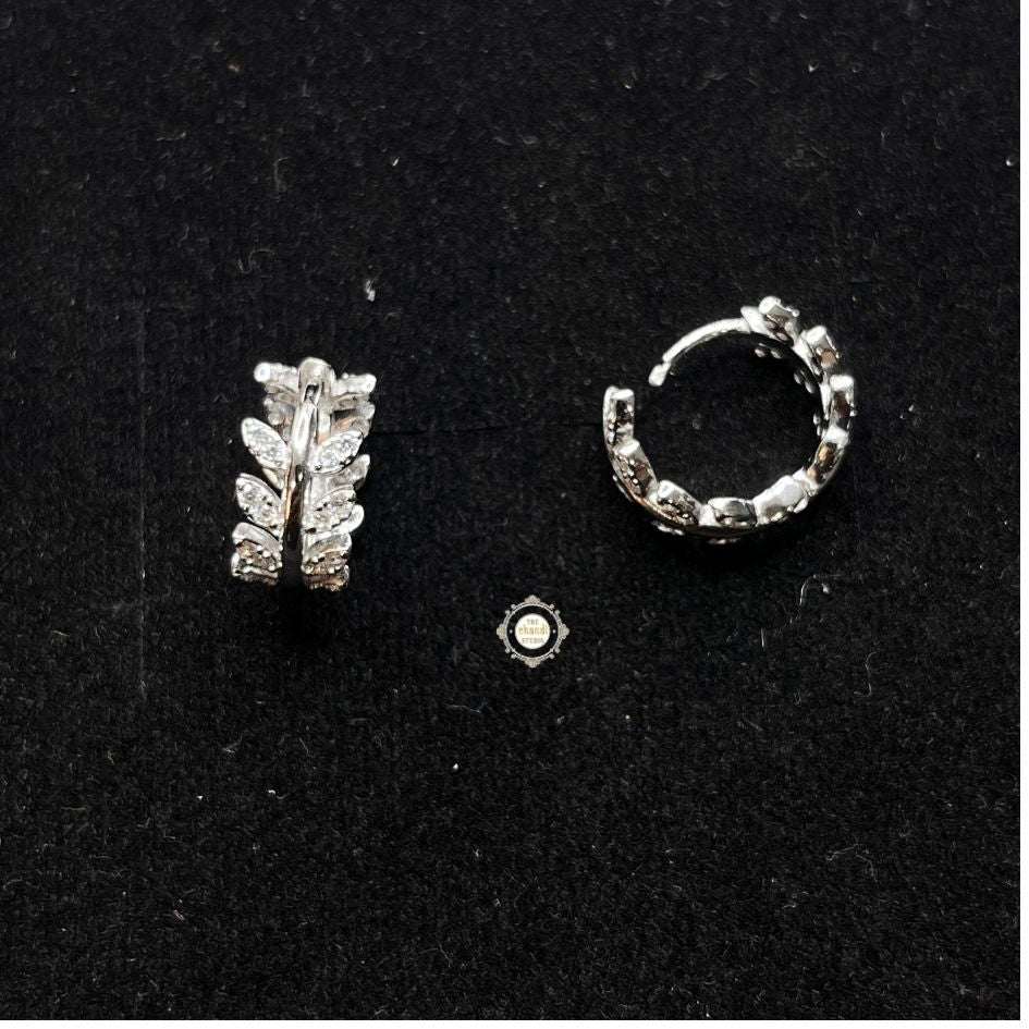 Sterling Silver Sparkling Leaf Earring