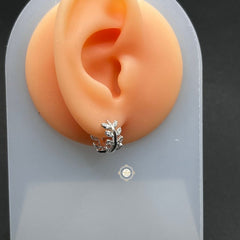 Sterling Silver Sparkling Leaf Earring