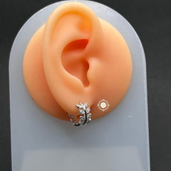 Sterling Silver Sparkling Leaf Earring