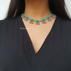 Dilkash, Turquoise Ghungroo Necklace Set