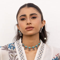 Dilkash, Turquoise Ghungroo Necklace Set