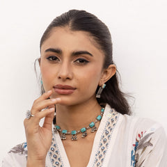 Dilkash, Turquoise Ghungroo Necklace Set