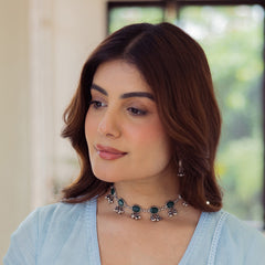 Dilkash, Green Onyx Ghungroo Necklace Set