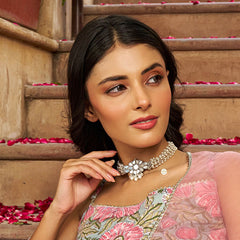 Ruhaniyat White Glass Choker Necklace