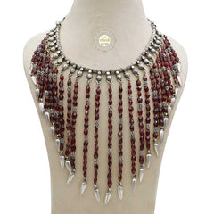 Sterling Silver Gleaming Garnet Necklace