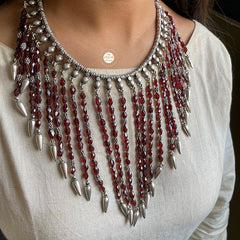 Sterling Silver Gleaming Garnet Necklace