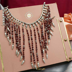 Sterling Silver Gleaming Garnet Necklace