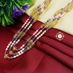 Sterling Silver Citrine Amethyst Necklace