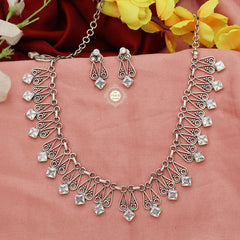 Sterling Silver Splendid Zircon Stone Tilak Necklace Set