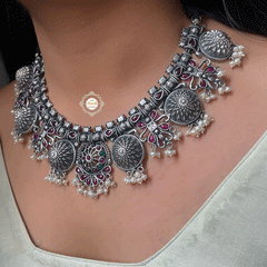 Ruby Pearl Kolapuri Necklace Set