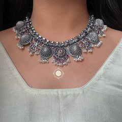 Ruby Pearl Kolapuri Necklace Set