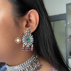 Sterling Silver Utsav Nritya Multi Stones Necklace Set