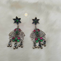 Sterling Silver Utsav Peacock Paisley Chakra Necklace Set