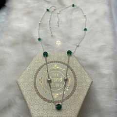Rustic Romance Pearl Green Necklace-Kamarbandh