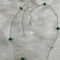 Rustic Romance Pearl Green Necklace-Kamarbandh
