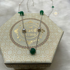 Rustic Romance Pearl Green Necklace-Kamarbandh