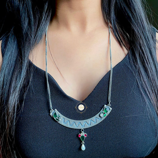 Kundan Crescent Rawa Necklace