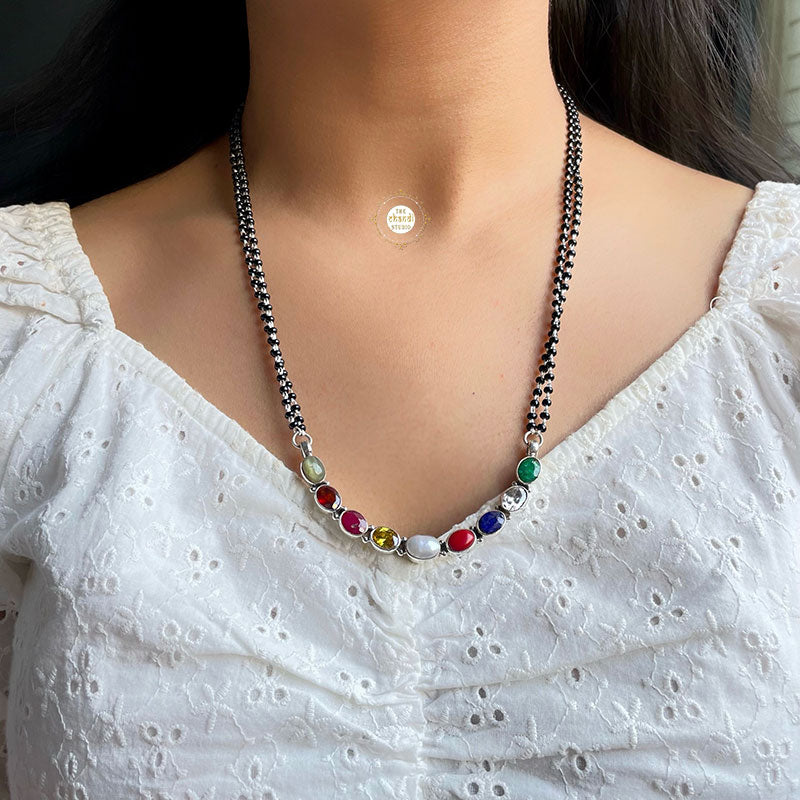 Buy Sterling Silver Navratna Mangalsutra Online