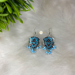 Peacock Enamel Thread Necklace With Earring