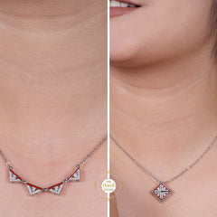 Sparkling Silver Magnetic Shape Shifting Box Necklace