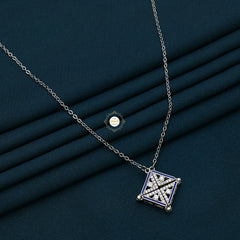 Sparkling Silver Magnetic Shape Shifting Box Necklace