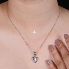 Sparkling Silver I Heart You Necklace