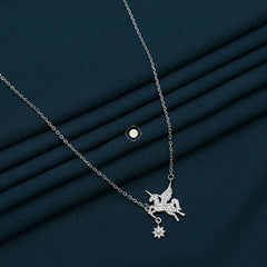 Sparkling Silver Unicorn Necklace