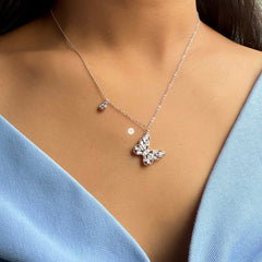 Sparkling Silver Butterfly Necklace