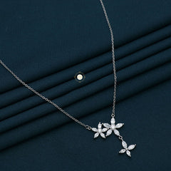 Sparkling Silver Flower Necklace