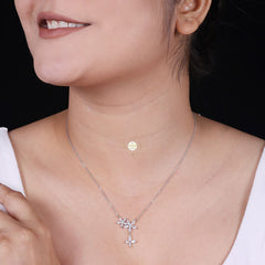 Sparkling Silver Flower Necklace