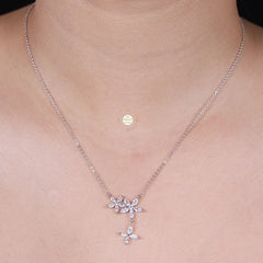 Sparkling Silver Flower Necklace