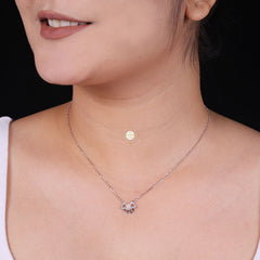 Sparkling Silver Dainty Bow Necklace