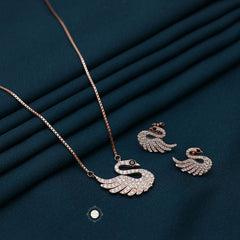 Sparkling Silver Swan Necklace With Earring