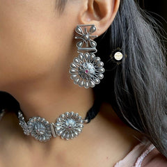 Dilkash Ruby Flower Statement Necklace