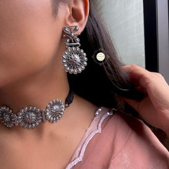 Dilkash Ruby Flower Statement Necklace