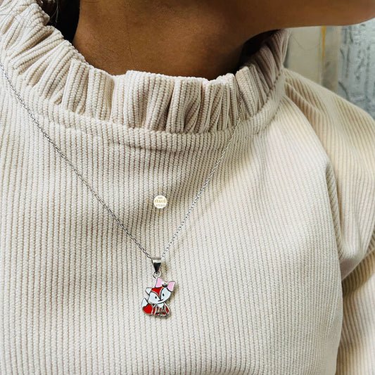 Sparkling Silver Fox Necklace Set