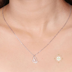 Sparkling Silver Sweetheart Necklace with Earring