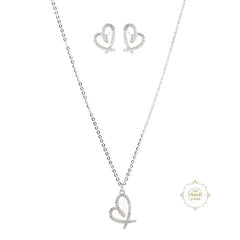 Sparkling Silver Sweetheart Necklace with Earring