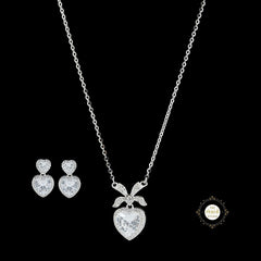 Sparkling Silver Twinkle Heart Necklace with Earring