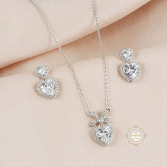 Sparkling Silver Twinkle Heart Necklace with Earring
