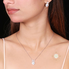 Sparkling Silver Twinkle Heart Necklace with Earring