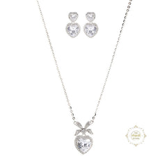 Sparkling Silver Twinkle Heart Necklace with Earring