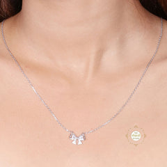 Sparkling Silver Dazzling Love Knot Necklace with Earring